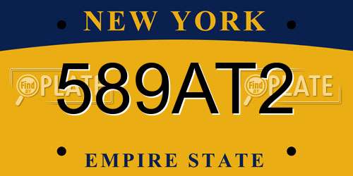 589AT2 New York License Plate