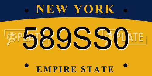 589SS0 New York License Plate