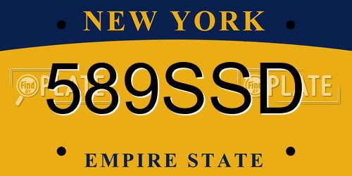 589SSD New York License Plate
