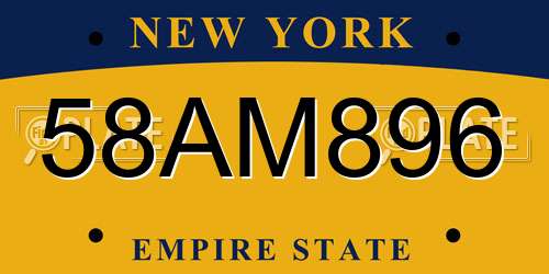 58AM896 New York License Plate