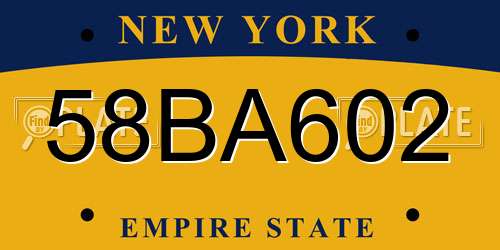58BA602 New York License Plate