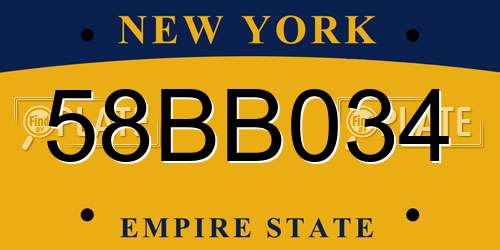 58BB034 New York License Plate