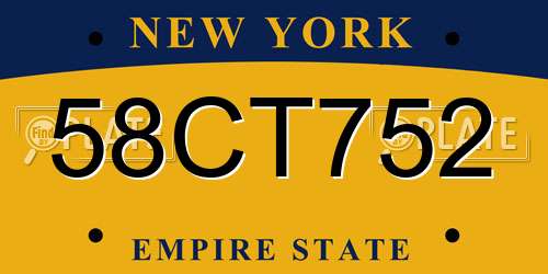 58CT752 New York License Plate