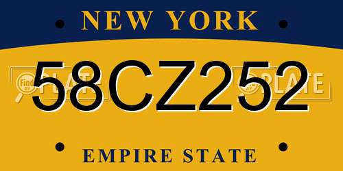 58CZ252 New York License Plate