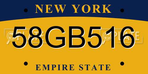 58GB516 New York License Plate