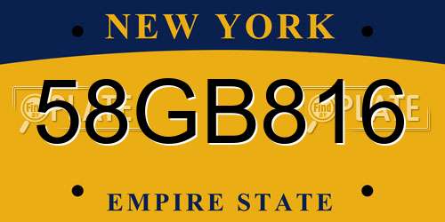 58GB816 New York License Plate