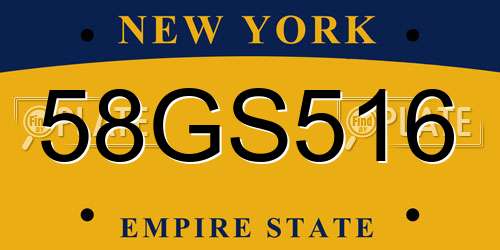 58GS516 New York License Plate