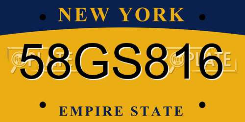 58GS816 New York License Plate