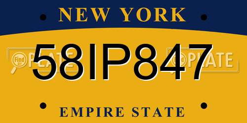 58IP847 New York License Plate