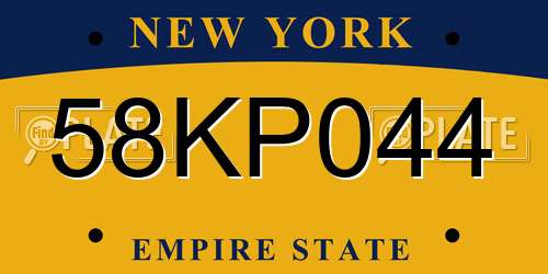 58KP044 New York License Plate