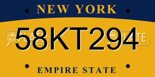 58KT294 New York License Plate