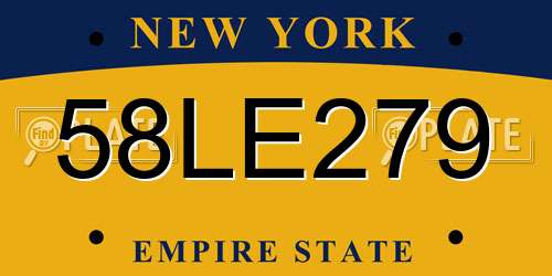 58LE279 New York License Plate