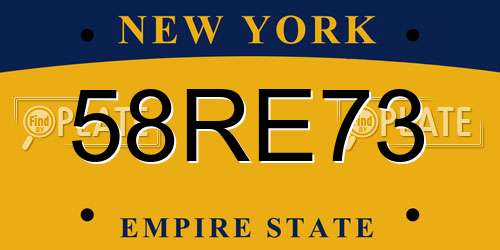 58RE73 New York License Plate