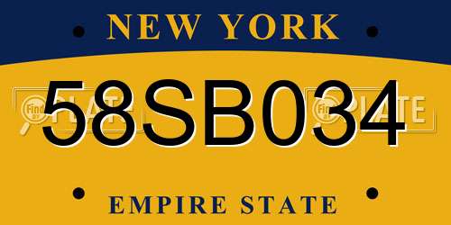 58SB034 New York License Plate
