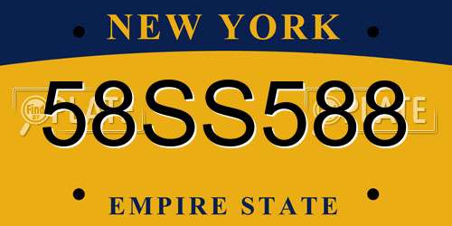 58SS588 New York License Plate