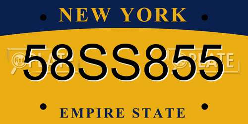 58SS855 New York License Plate
