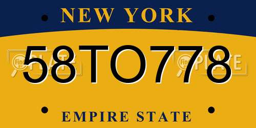 58TO778 New York License Plate