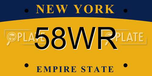 58WR New York License Plate