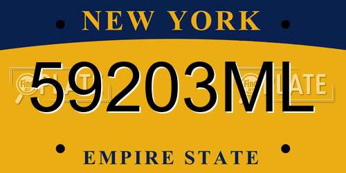 59203ML New York License Plate