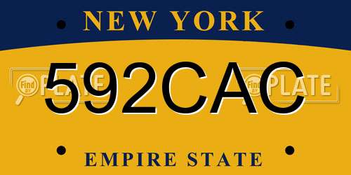 592CAC New York License Plate