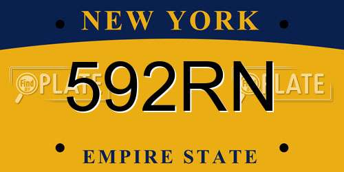 592RN New York License Plate
