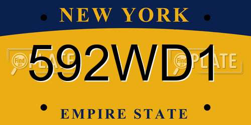 592WD1 New York License Plate
