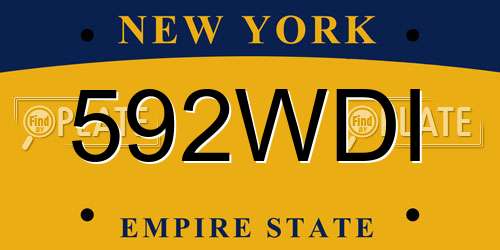 592WDI New York License Plate