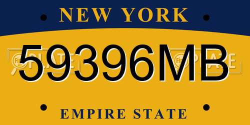 59396MB New York License Plate