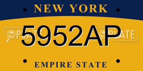 5952AP New York License Plate