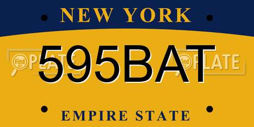 595BAT New York License Plate