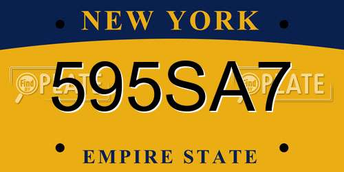 595SA7 New York License Plate