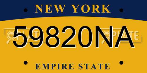 59820NA New York License Plate