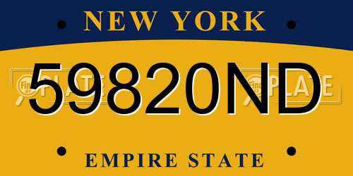59820ND New York License Plate