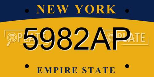 5982AP New York License Plate