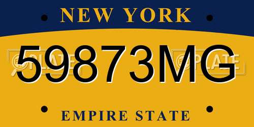 59873MG New York License Plate