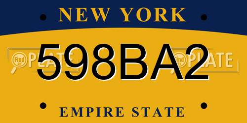 598BA2 New York License Plate
