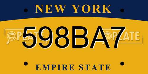 598BA7 New York License Plate