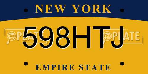 598HTJ New York License Plate