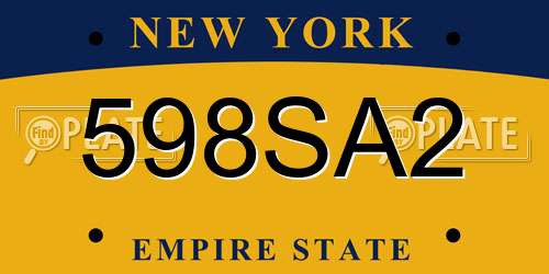 598SA2 New York License Plate