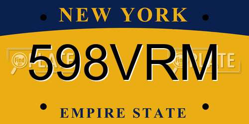598VRM New York License Plate