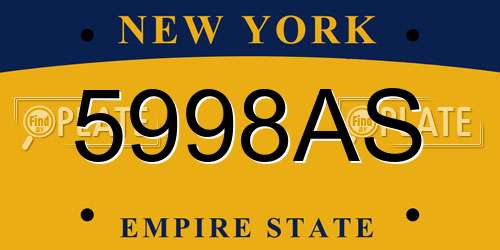 5998AS New York License Plate