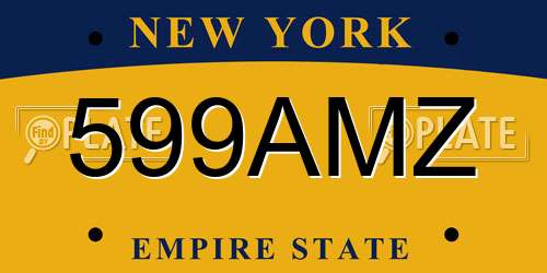 599AMZ New York License Plate