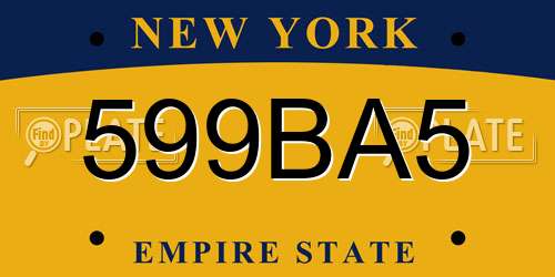 599BA5 New York License Plate