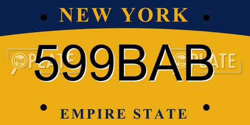 599BAB New York License Plate