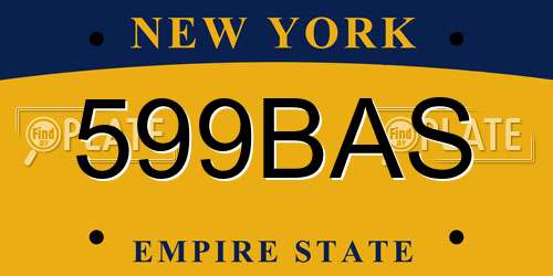 599BAS New York License Plate