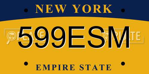 599ESM New York License Plate