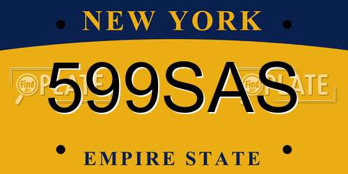 599SAS New York License Plate
