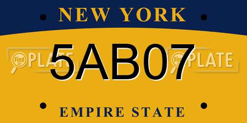5AB07 New York License Plate