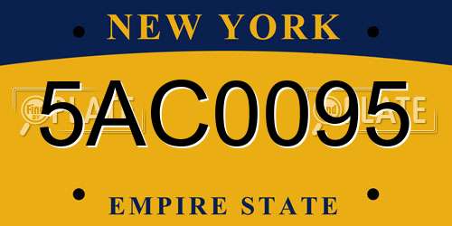 5AC0095 New York License Plate