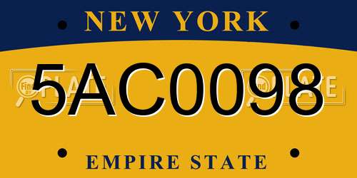 5AC0098 New York License Plate